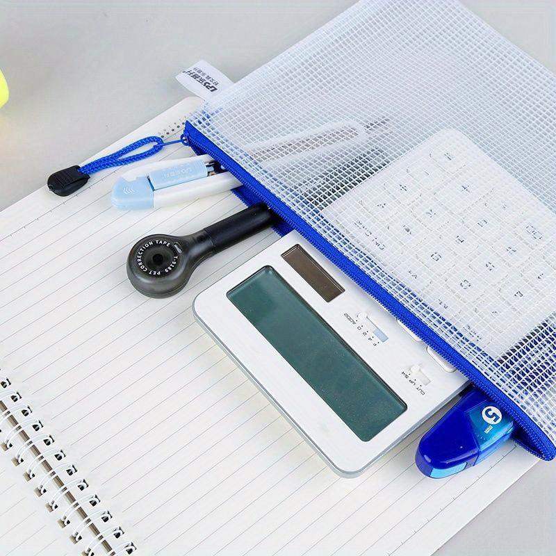 5pcs Waterproof Zip Bag A4 Transparent Document Bag Pen Filing Products Pocket Folder Office School Supply