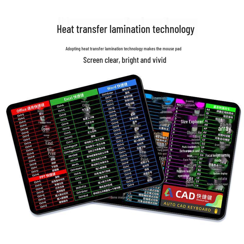 Очень большой коврик для мыши с коллекцией горячих клавиш и подставкой для запястья для офисного стола