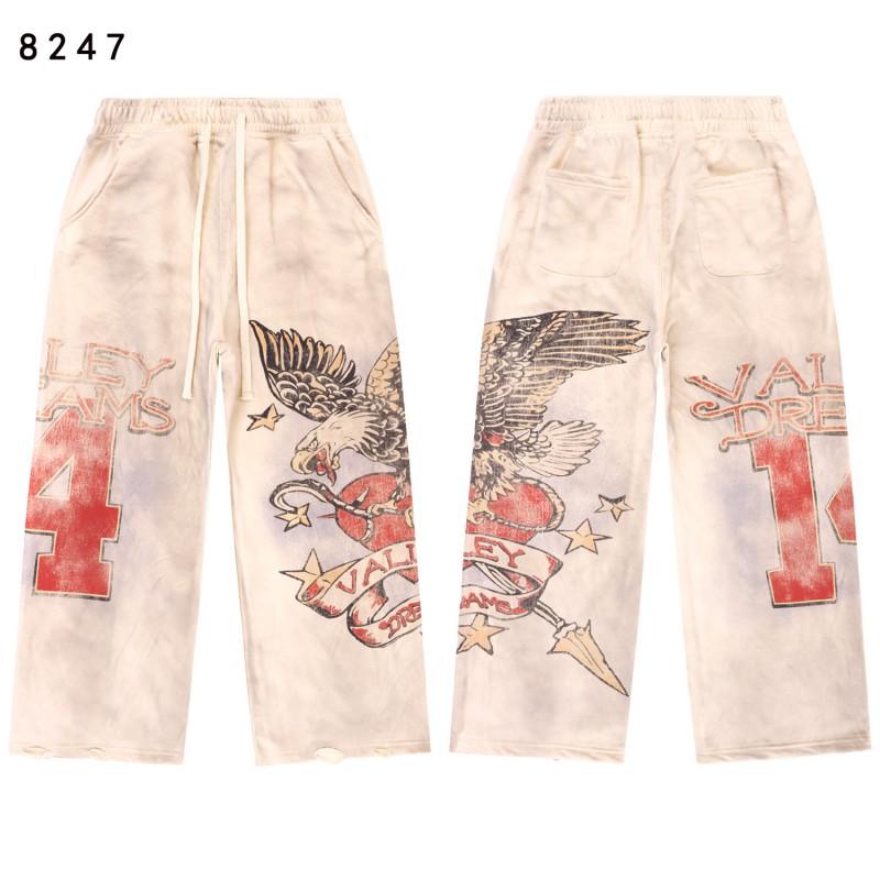 Mens Loose Fit Drawstring Cotton Cargo Pants Streetwear Hip Hop Style Straight Leg Trousers