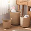 Cotton Linen Woven Dirty Laundry Basket Handmade Foldable Straw Wicker Rattan Storage Basket Decorative Large Capacity
