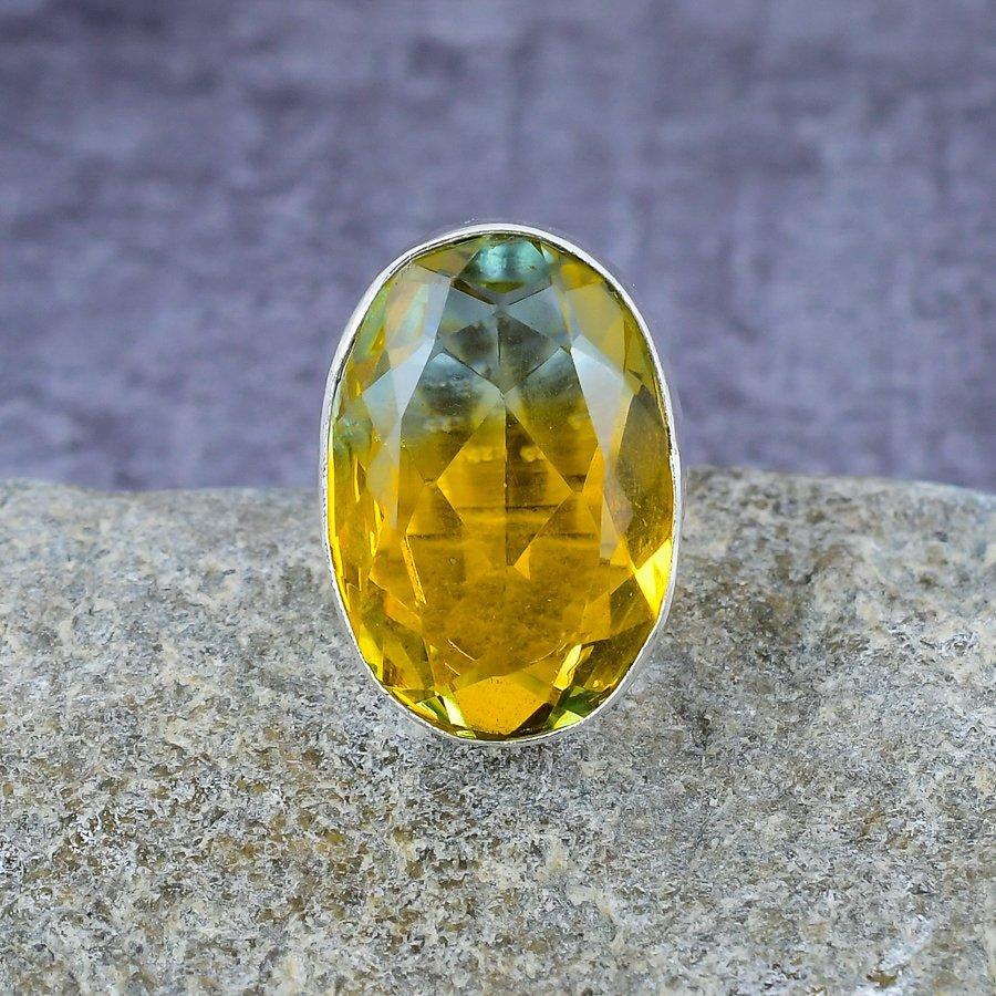 Двухцветный турмалиновый драгоценный камень ручной работы 925 пробы Серебряное кольцо Ювелирные изделия всех размеров