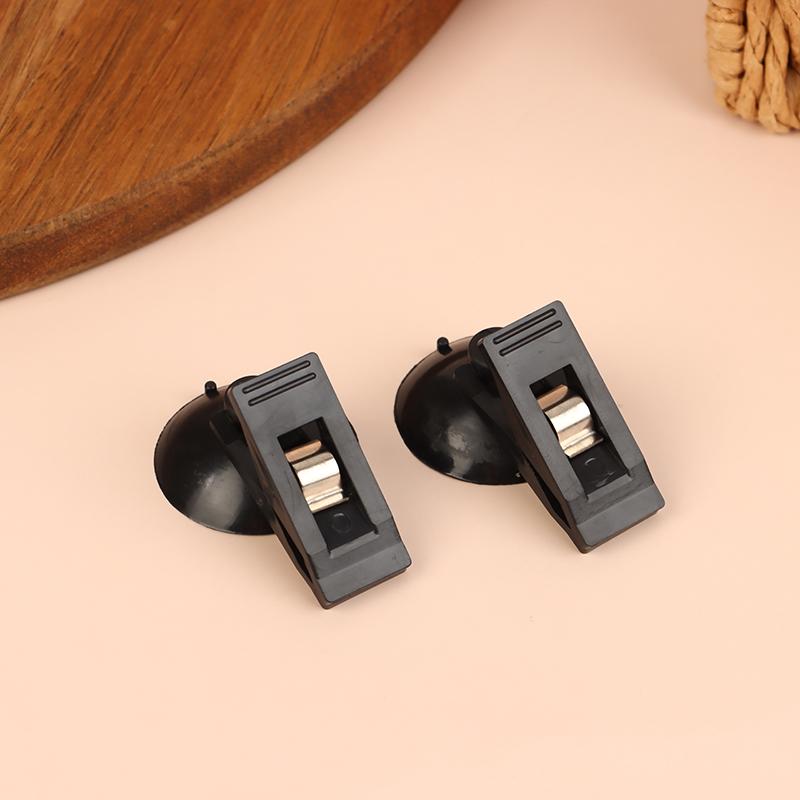 1 Pair Car Interior Window Clip Mount Black Suction Cap Clip Plastic Sucker Removable Holder For Sunshade Curtain Towel Ticket