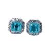 Sterling 12*12mm Square Earrings for Women Elegant Paraiba Tourmaline Engagement Wedding Statement Earring Jewelry