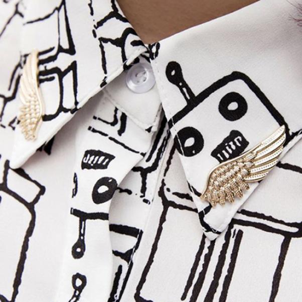 Women Punk Wing Scarf Lapel Collar Brooch Pins Party Jewelry Decor Xmas Gift ADM