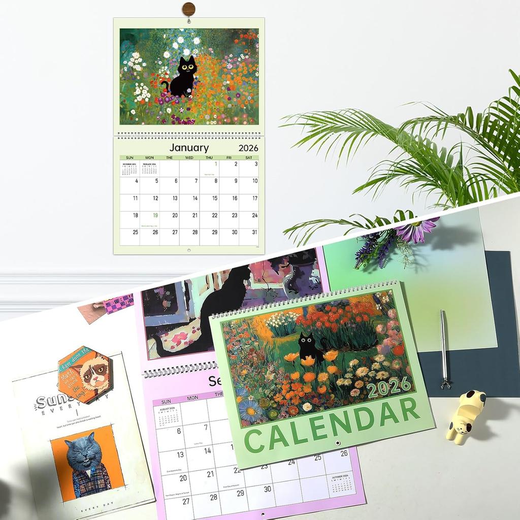 2026 Wall Calendar - 2026 Calendar 12 Month from Jan.2026 - Dec.2026,14.6" x 22.8" (Open), Vertical on Wall with Hanging Hole, Twin-Wire Binding -