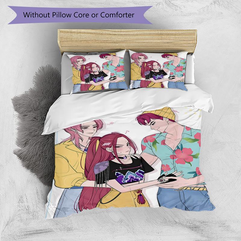 3pcs KPop Demon Hunters27 Design Cover Set - HD Printed Bedding with 1 Cover and 2 Pillowcases - Perfect for Home and Dorm Decor