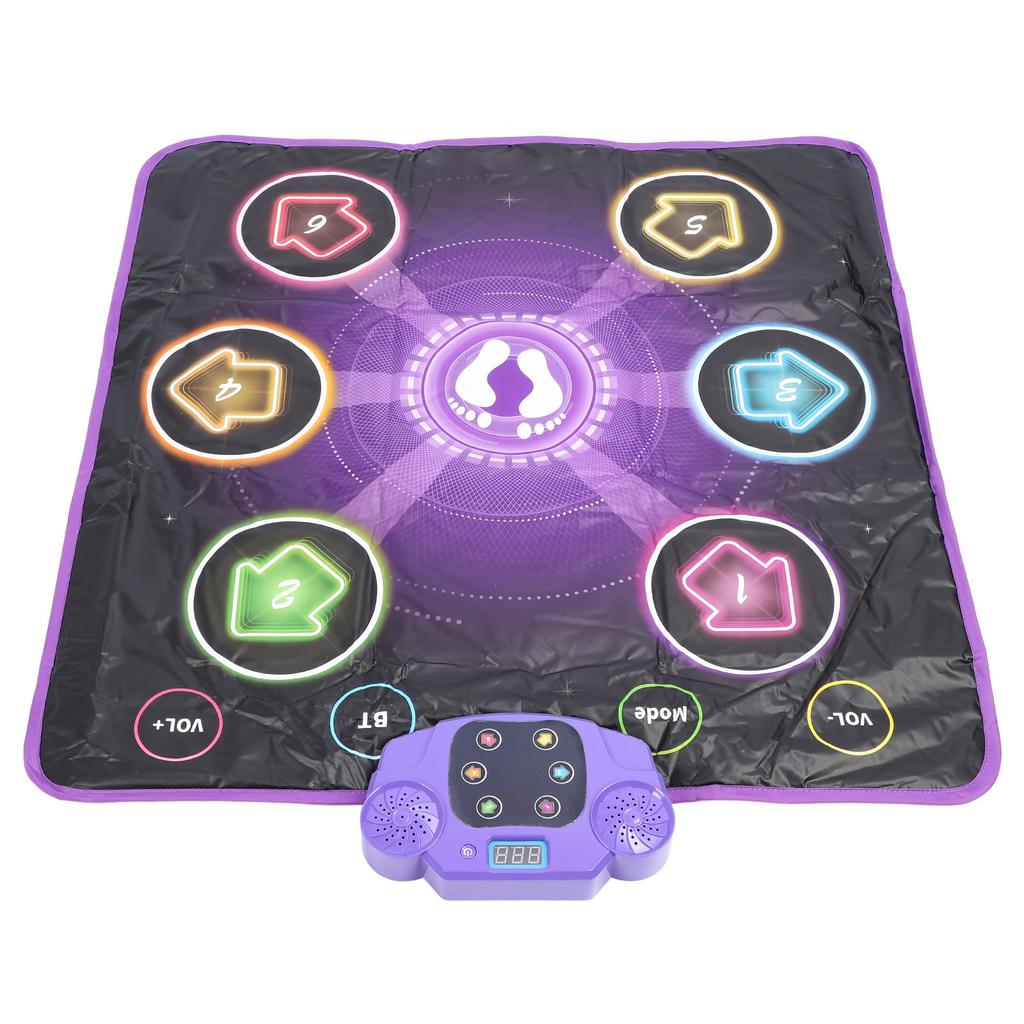 Light Up Dance Mat Toy for Kids Wireless Bluetooth Built In Music Adjustable Volume 6 Buttons Anti S