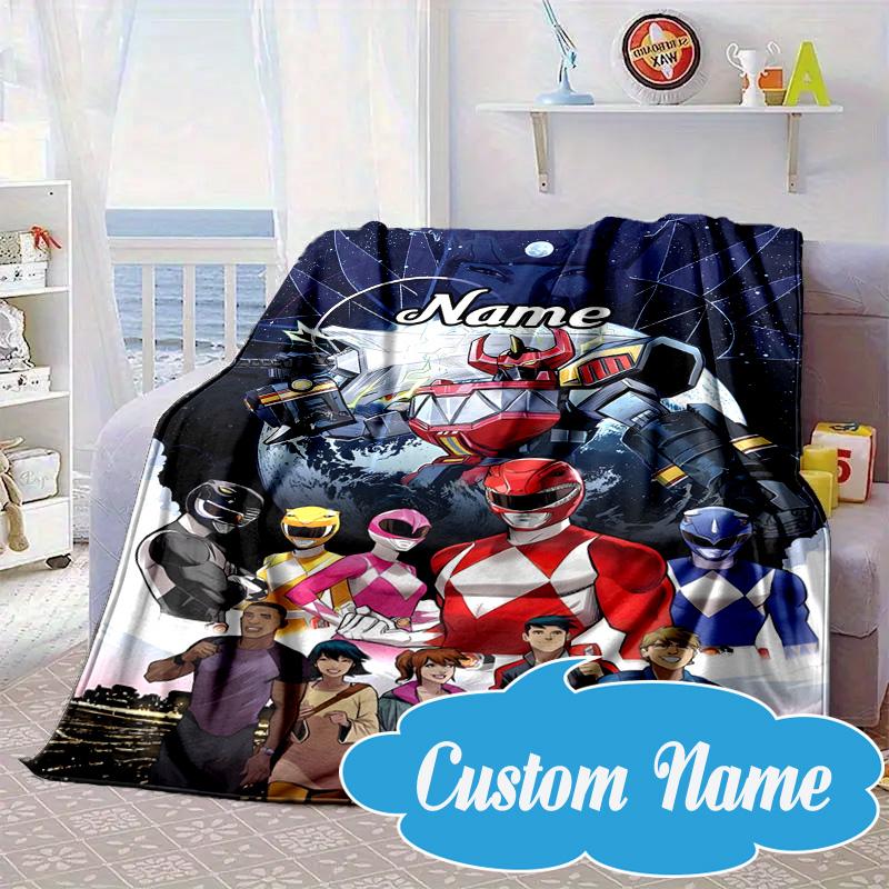 Custom Name Power Rangers City Adventure Blanket bed sofa Blanket Flannel Blanket for Camping, Hiking, Picnic Essentials,gift for Fan family