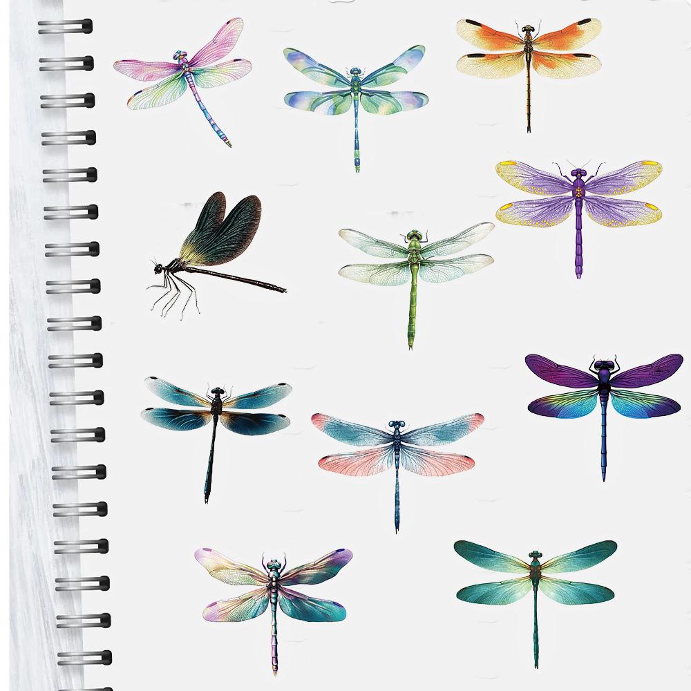 50PCS Cartoon Colour Dragonfly Stickers Graffiti Nostalgia Decals Laptops Phone Luggage Scrapbook Cool Guitar Waterproof Sticker