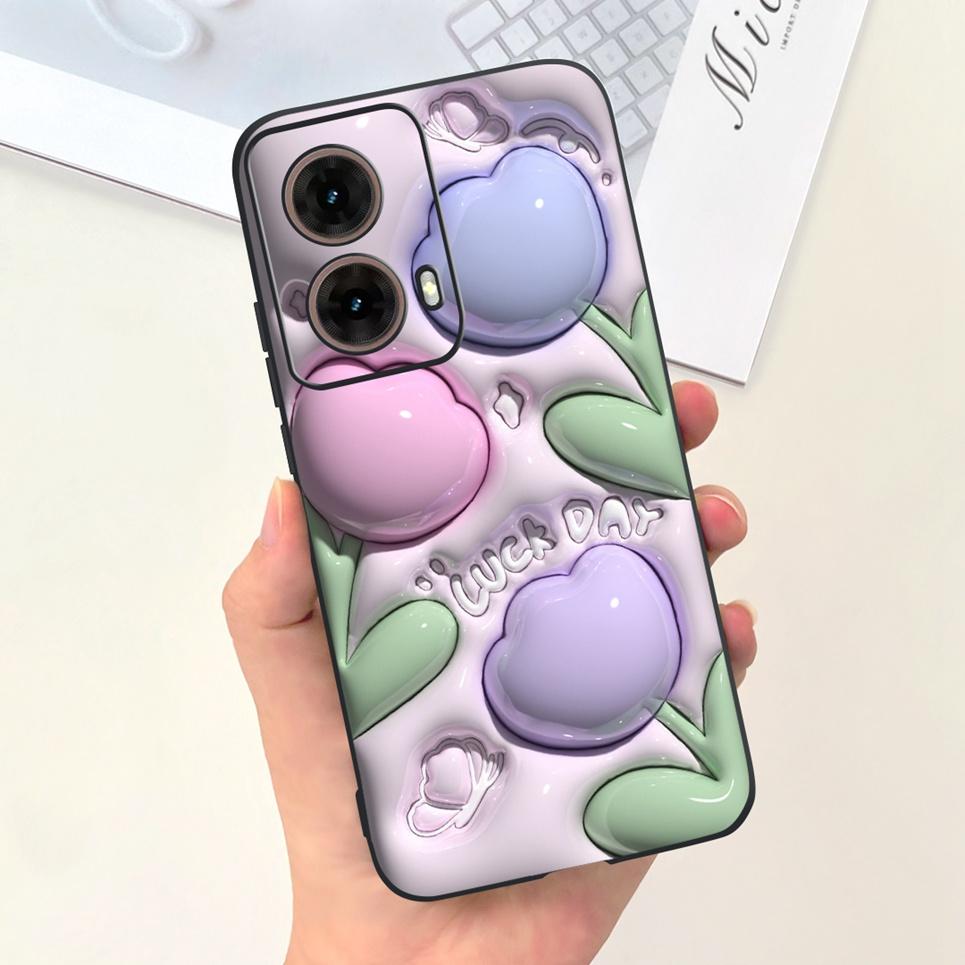 For Motorola Moto G85 Funda Coque 2025 Women New Fashion Pattern Soft Luxury Liquid Silicone Bumper Shell Slim Phone Case Cover