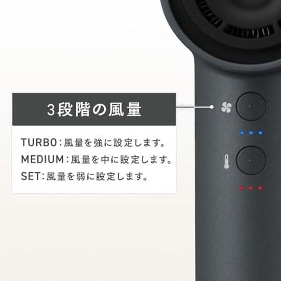 Iris Ohyama Ion Dryer Fast Dry Lightweight 380g Compact High Airflow Negative HDR-M501-H Dark Gray