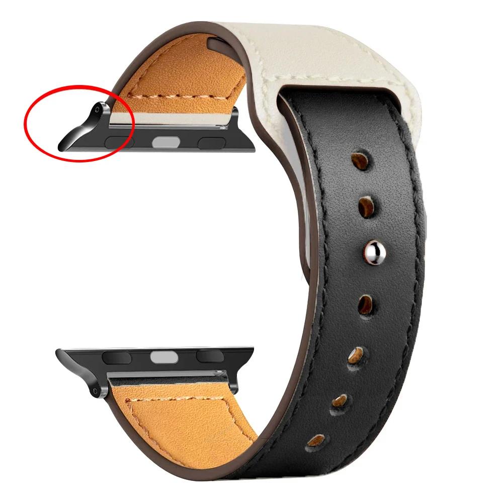 Кожаный ремешок для Apple watch band Ultra 49 мм 44 мм 40 мм 38 мм/42 мм спортивный браслет iWatch series 9 8 7 3 4 5 6 se 41 мм/45 мм