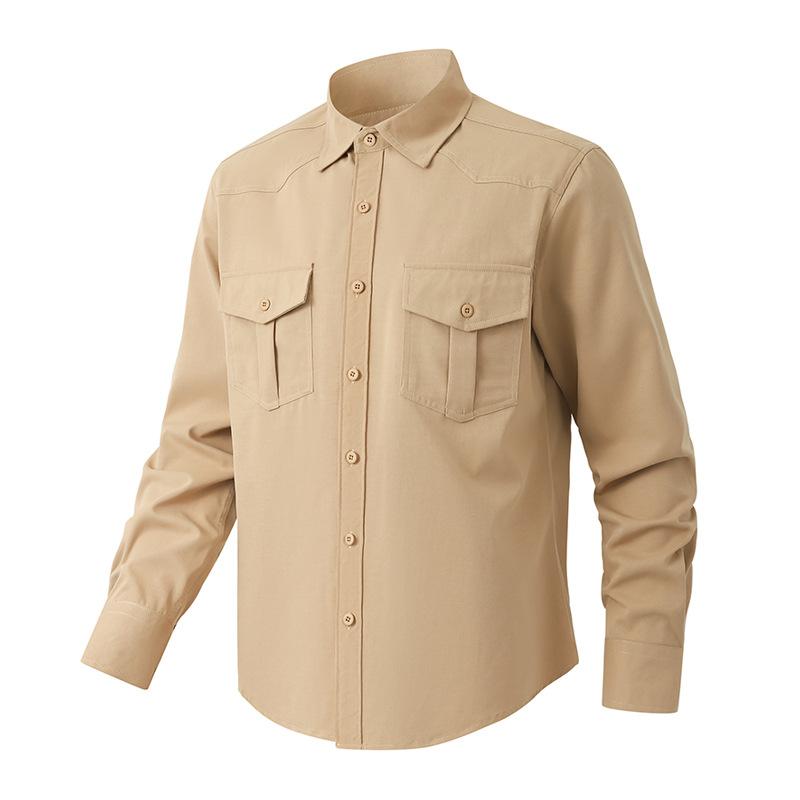 Button Up Long Sleeve Shirts for Men Lightweight Chambray Work Shirts With Pockets Men's Casual Relaxed Fit Dress Shirts Comfortable Western Shirt