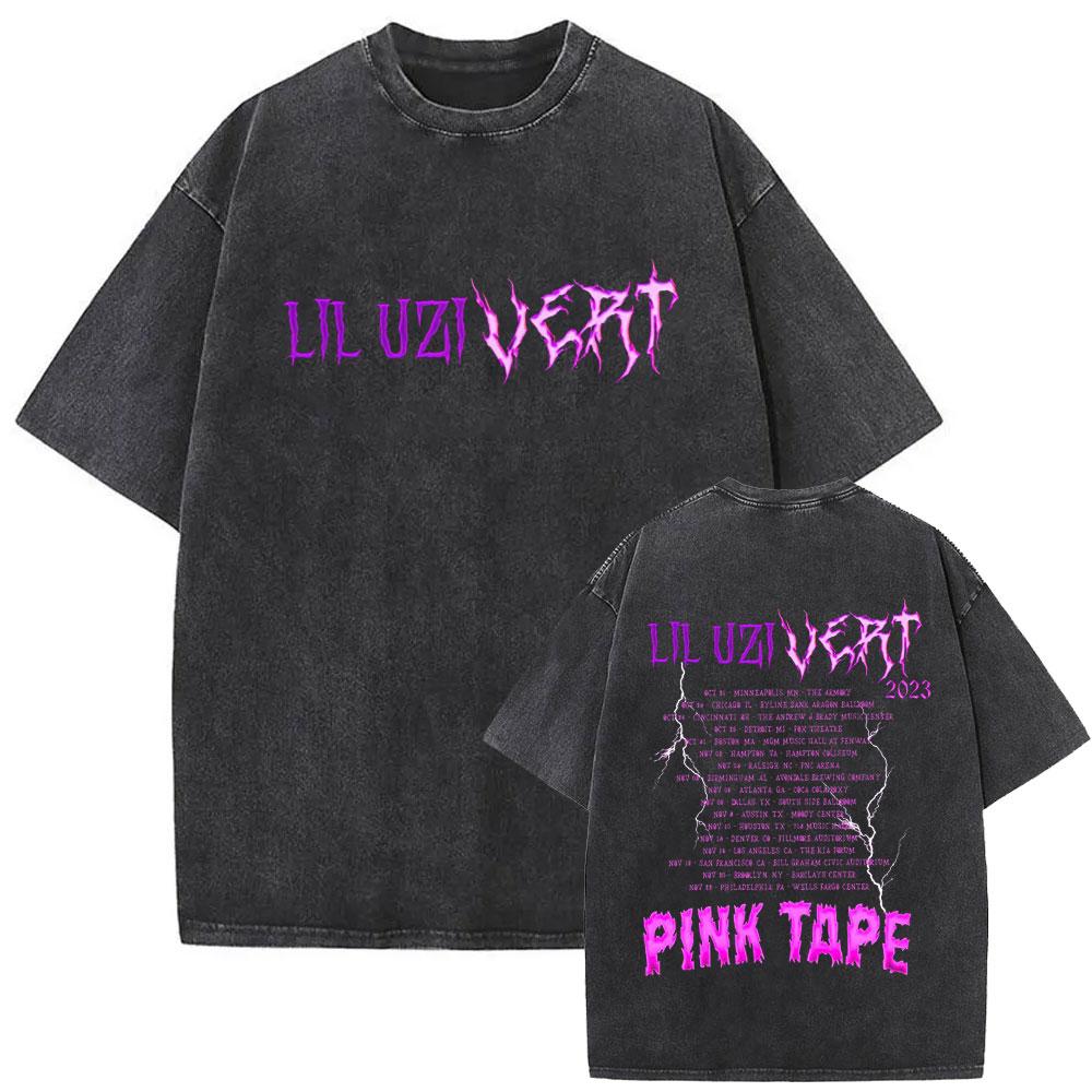 Рэпер Lil Uzi Vert Розовая Лента Винтажная Стиранная Футболка Мужская Женская Хип-Хоп Мода Поп Музыка Футболки Мужская Хлопковая Оверсайз Футболка