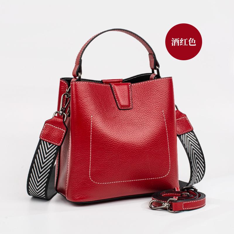 Fashion Large Capacity Real Cowhide Shoulder Bag Women's Exquisite Cross-body Bag Bucket Bag