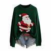 Женский модный пуловер с рождественским принтом, с длинным рукавом и вырезом под горло, вязаный свитер-топ