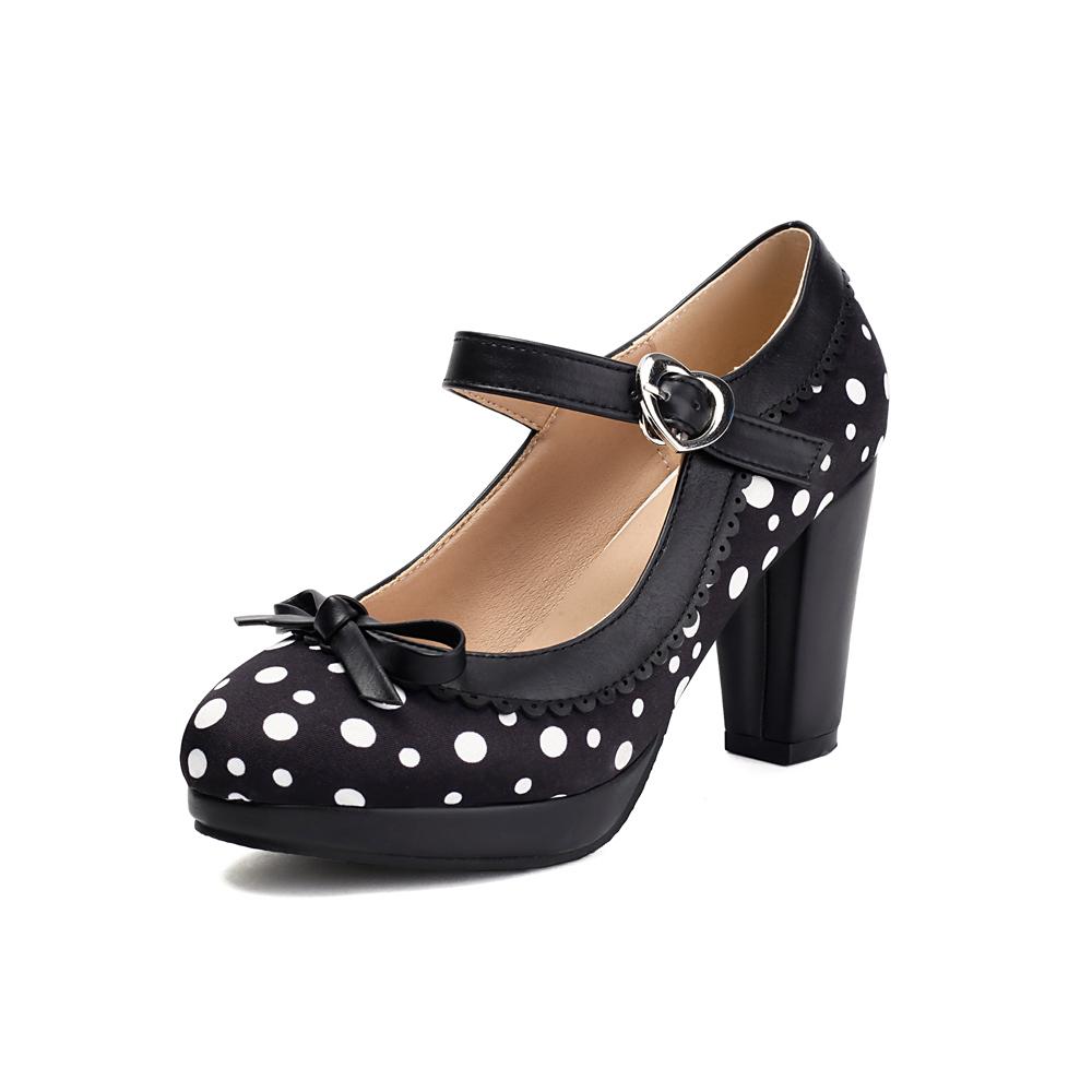 Модные весенние новые туфли Лолита Женские оксфорды Милые туфли на высоком каблуке Ретро винтажные туфли для женщин Мэри Джейн Круглый носок с ремешком на щиколотке