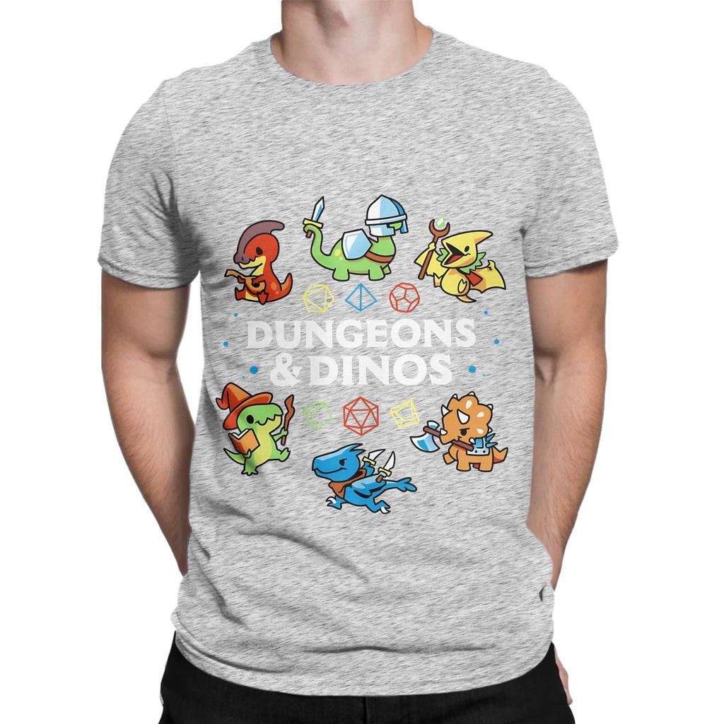 Dungeons And Dinos Cute Dinosaurs And Dice Funny 100 Cotton Tshirt Ddungeons Dragons Tops Tees For Unisex