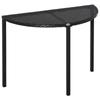 Balcony Table, Garden Side Table, Garden Furniture, Semicircular, Polyrattan, Metal, Black, 100 x 50 x 74 cm