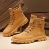Fashion Autumn Cheap Mens Boots Fashion Yellow Ankle Boots Men Work Shoes High-top Leather Boots for Men Motorcycle Shoe Botas Masculino