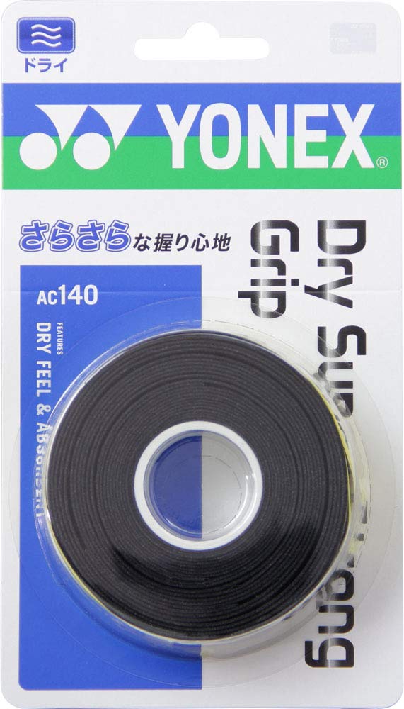 YONEX Grip Dry Super Strong Grip of AC140 Black Tennis/Badminton Tape, (Pack 3)