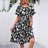 Summer Women's Dress Floral Pattern Printed Short Sleeve Dresses