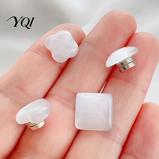 Clothing Fixing Tool Cat's Eye Stone Magnetic Button, No Sew Safety Button Pin for Magnet Scarf Shirts Sweater, Round Square Love Heart Decorative