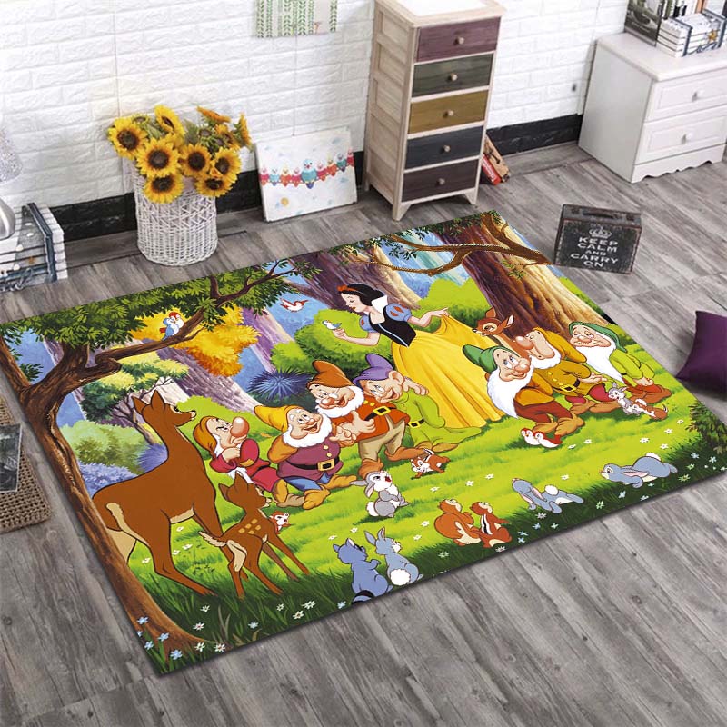 1PC Disney Snow White Print Carpet for Living Room Bedroom Kid's Room Home Decor Pink Room Decor Area Rug Non-slip Mat Play Mat