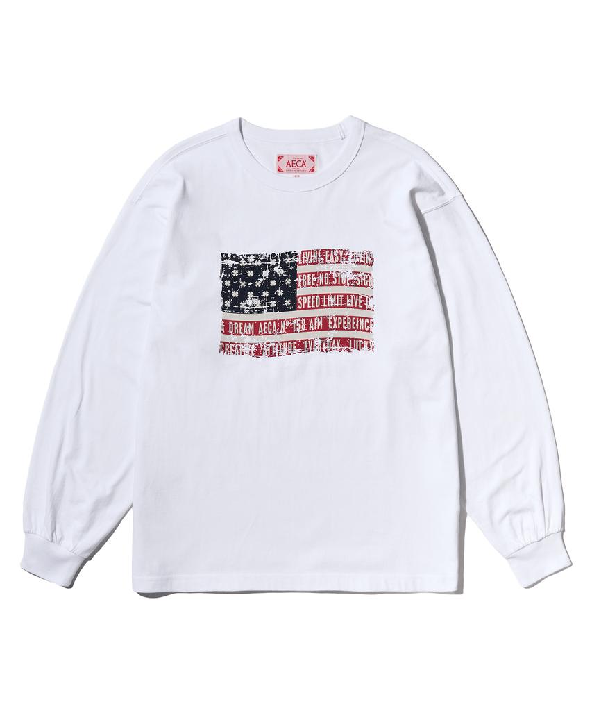 AECA Easy & Free Flag Long Sleeve-White