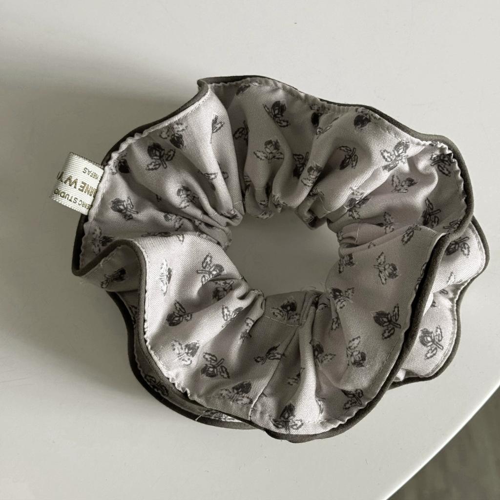 Retro Style Simple Wrapped Double Deck Striped Wooden Ear Edge Elastic Hair Rope Lazy High-End Ball Hair Band  Scrunchie