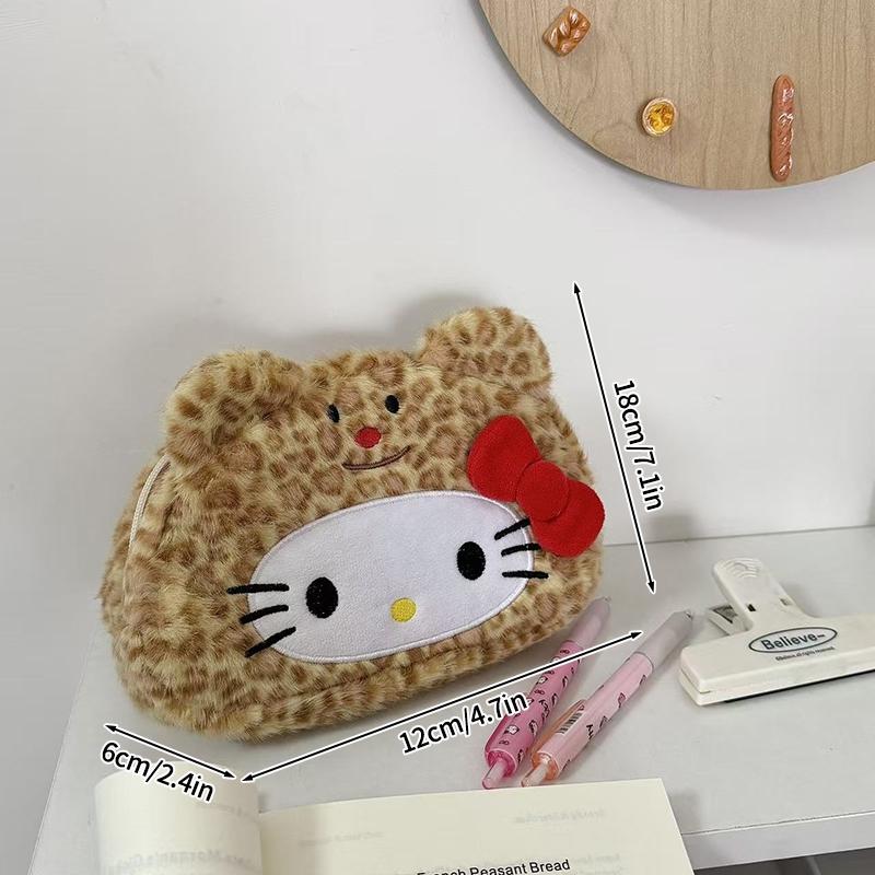 Пенал Hello Kitty Большой вместимости Плюшевый пенал-подставка Hello Kitty Сумка для хранения Hello Kitty Сумка для макияжа Косметичка Органайзер для стола