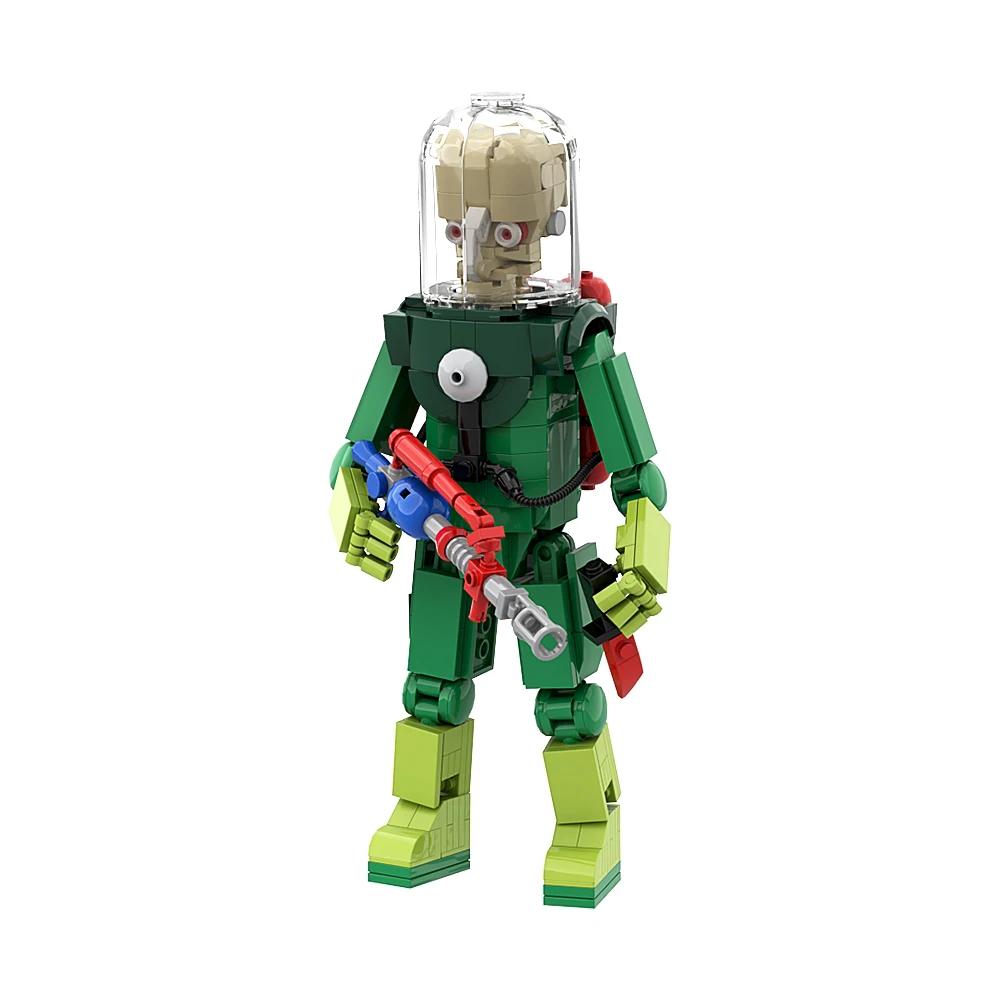Gobricks Moc Атака Марсиан Модель Марсианские Атаки Ужасы Комедия Зеленый Робот Строительные Блоки Образовательные Игрушки Подарки