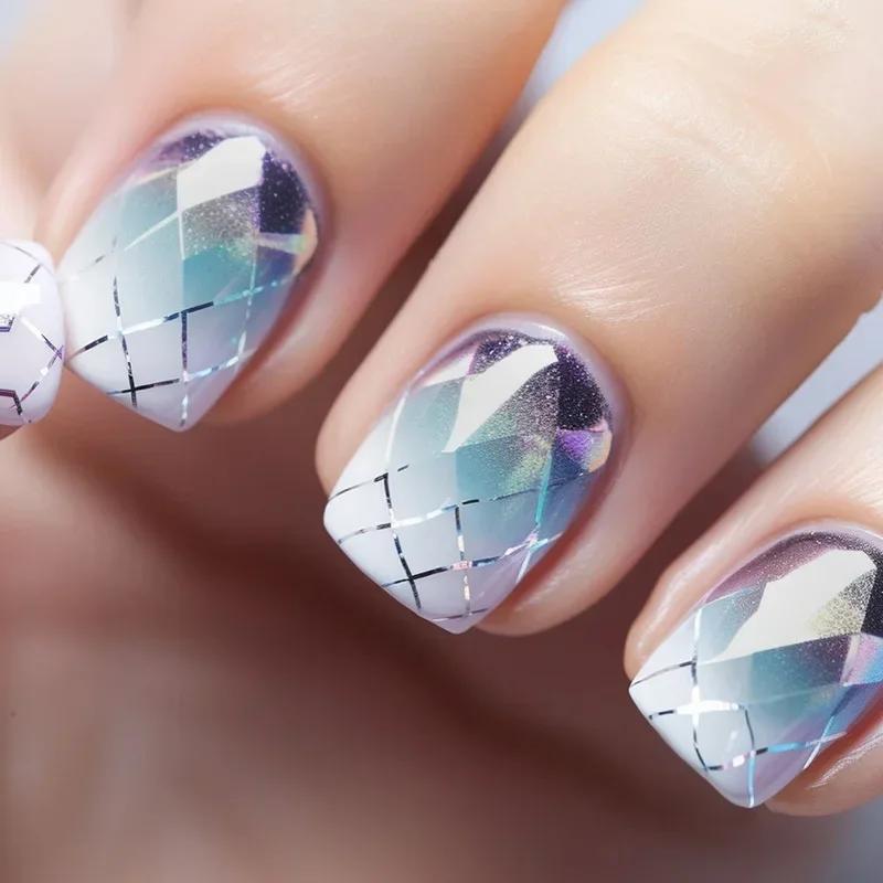 24Pcs Short Square Black Starlit Sky Press On Nails Fashion Artificial Full Cover Nail Tips