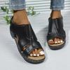 Обувь Пляжные сандалии Женские Роскошный костюм Женский Бежевый Летние Каблуки Сабо Клинья Большой размер Открытый носок Черный Девочки Платформа Комфорт Большой