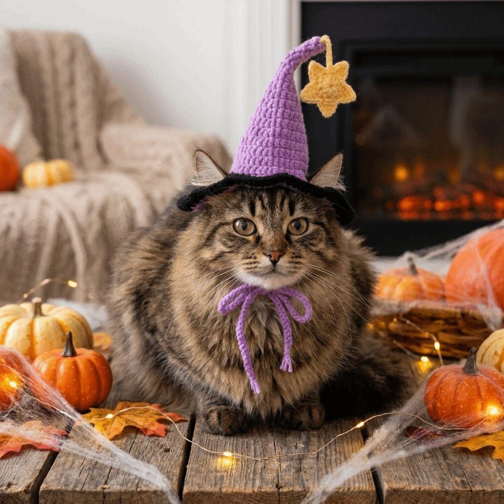 Adjustable Pet Halloween Star Hats Soft Cat Witch Hat Halloween Dog Costume Costumes Party