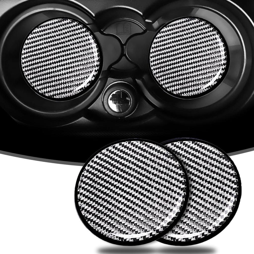 Car Cup Holder Coaster, 2 PCS Carbon Fiber Non-Slip Embedded Coasters, Universal 2.75 Inch Cup Holder ert Coaster Pad, Non-Slip Bottle Pad Embedded