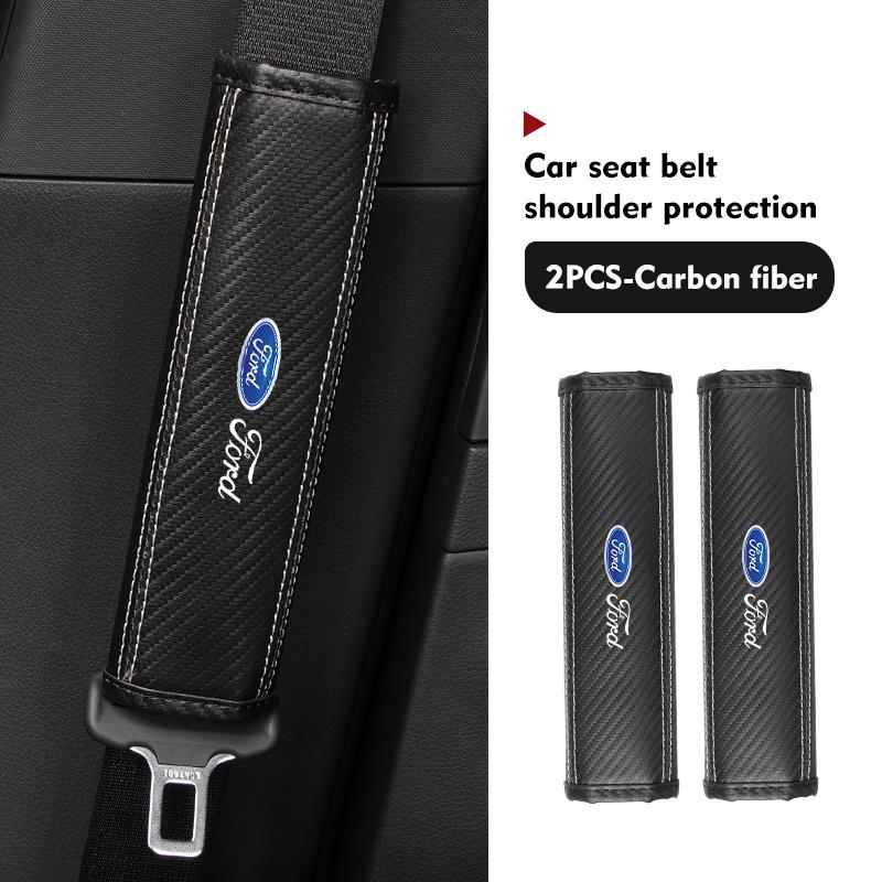 JQOZ8 Leather Seat Belt Shoulder Cover Trim Edge Three Color Anti‑Scratch For Ford Fiesta Ranger Mondeo Escape Ecosport Fusion