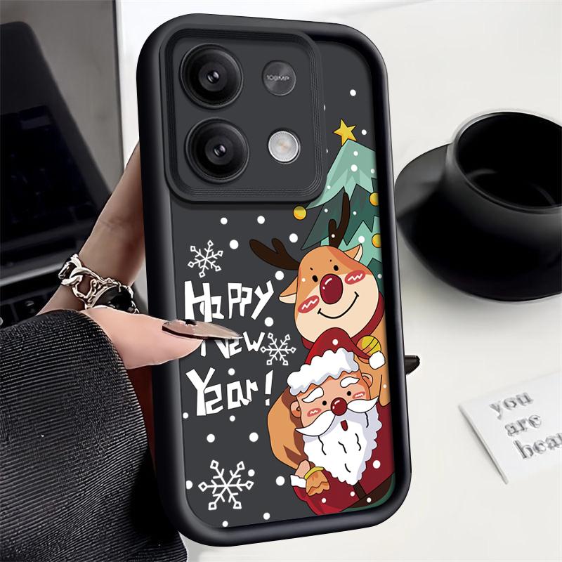 Для Xiaomi 13t Poco F6 X5 X6 Pro Redmi Note 13 12 11 10 Pro Рождественский узор лося конфетного цвета Защитный мягкий силиконовый чехол для объектива