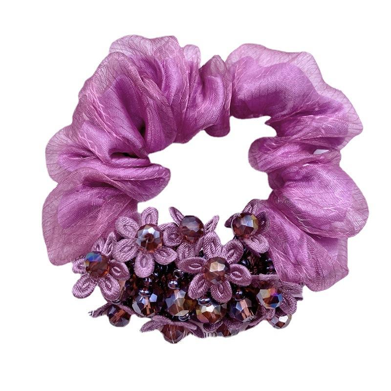 Корейская версия Органзовой резинки для волос Темпераментная повязка на голову Женская резинка Хвост Женские аксессуары для волос Кристальная цветочная резинка для волос