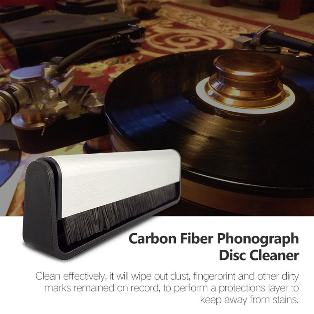 Очиститель дисков фонографа из углеродного волокна, виниловые пластинки, мягкая чистка, антистатические проигрыватели, дисковая щетка