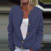 Women's Fashion Solid Colour Long Sleeve Knitted Cardigan Button Up Jacket