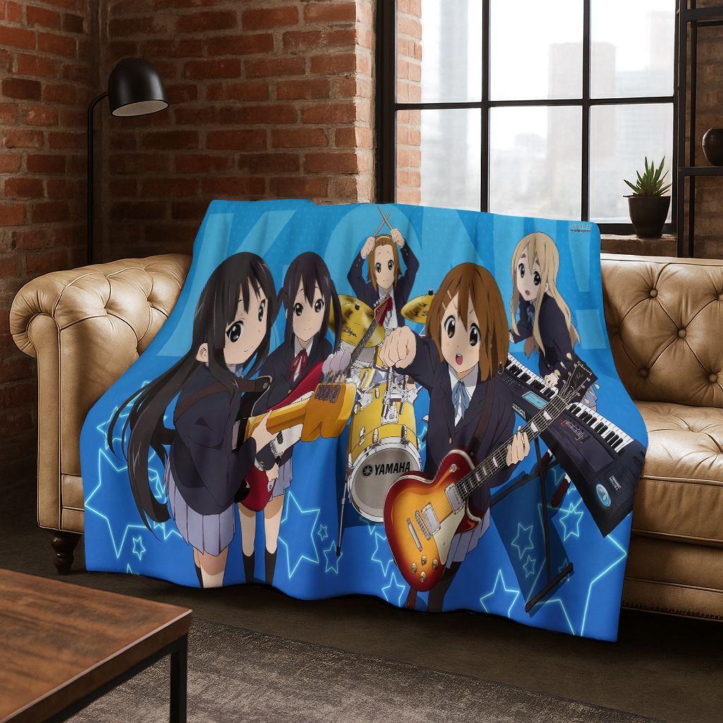 Аниме K-ON Кавайная Девочка Хирасава Юи Музыкальный Мультфильм Фланелевое Одеяло, Уютное Мягкое Плед для Дома Спальни Кровати Дивана Покрытие Ребенок