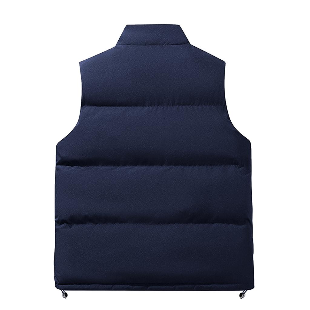 Men's Solid-color Casual Outdoor Warm Thickened Vest, Men's And Women's Stand-up Collar Sleeveless Zipper Vest Jacket