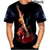 New Fashion Men's and Women's Fire Guitar 3D Printing Pattern Short-sleeved Round Neck T-shirt Top