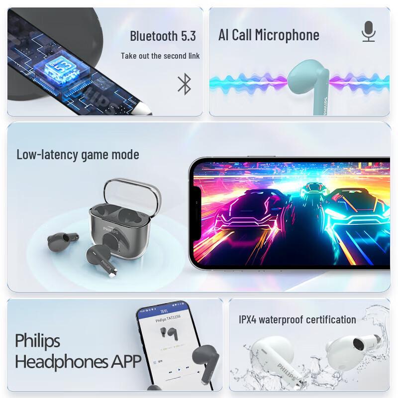 Philips TAT1158 True Wireless Bluetooth Earbuds