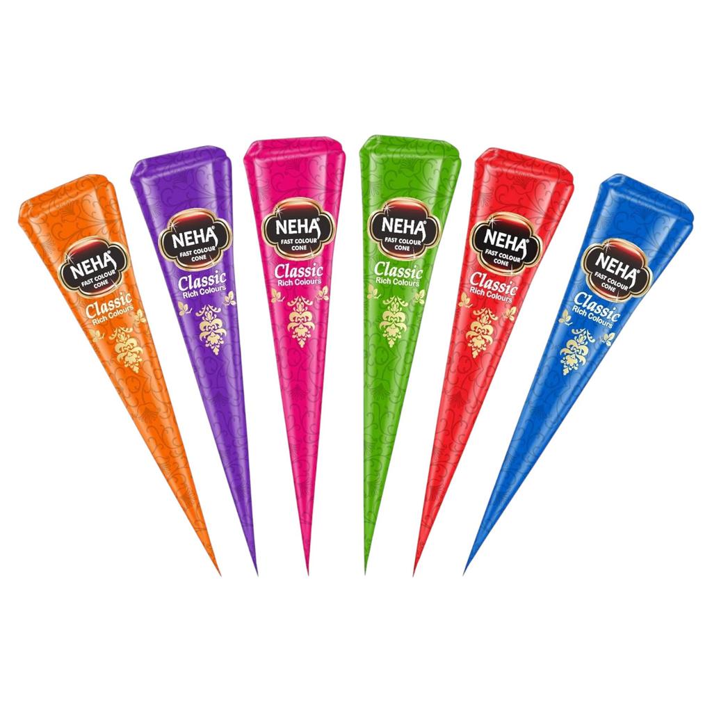 Неха Классический Цвет Хна Конус Упаковка из 1(25г X 12 Конусов) Многоцветный для сложных дизайнов мехенди на руках и ногах