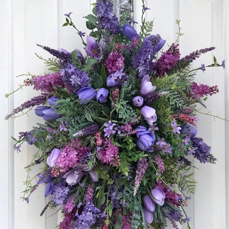 Искусственный весенний венок Декор Венок Украшение дома Весенний венок Цветочный венок Цветочные весенние искусственные венки