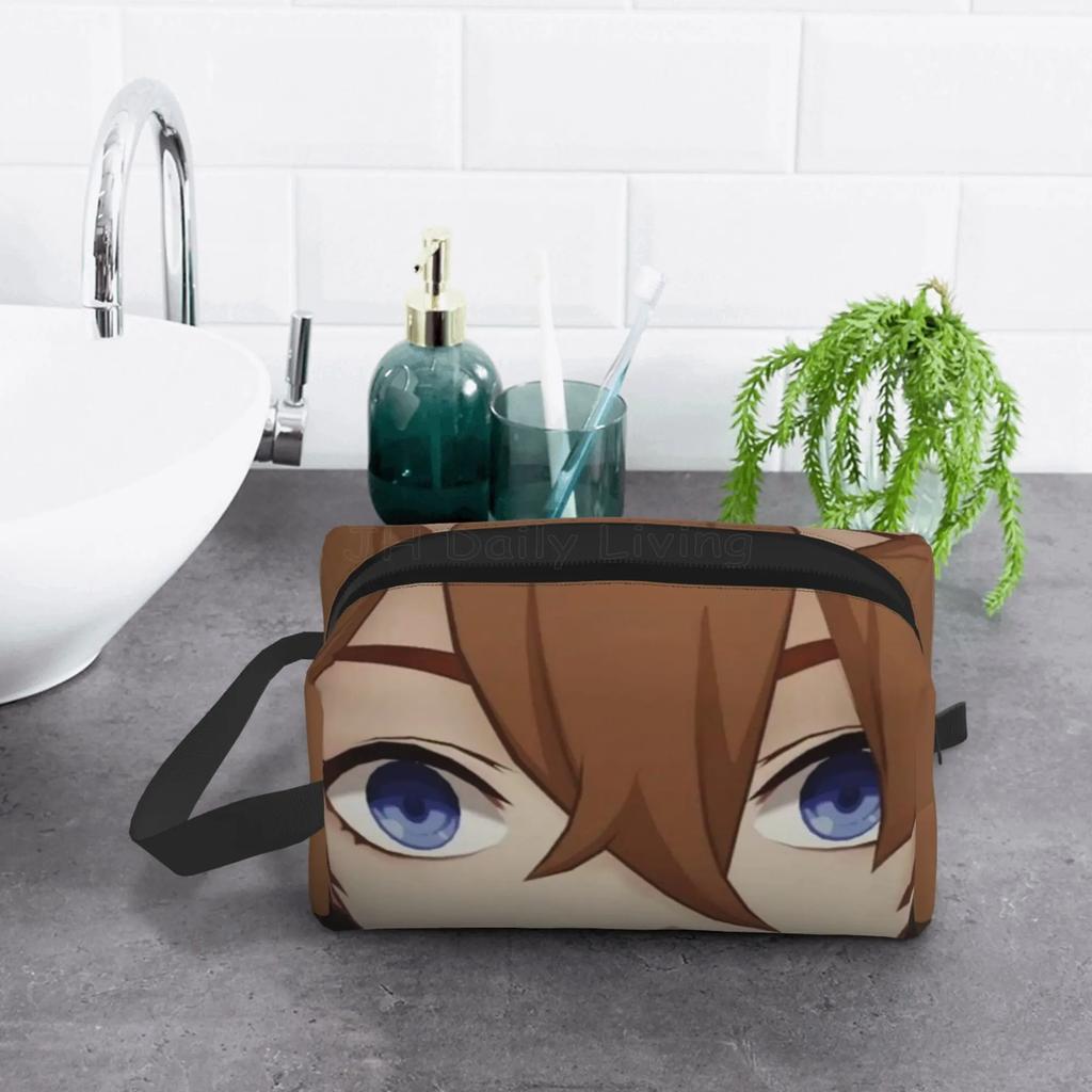 Сумки для хранения Childe Genshin Impact для женщин и мужчин, косметичка в стиле аниме, портативная большая вместимость, дорожные туалетные сумки для работы