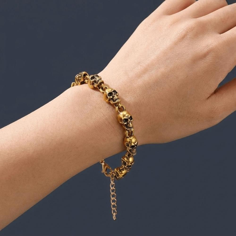 Gothic Clavicle Chain Hip Hop Beaded Bracelet Personality Skull Necklace Hallowmas