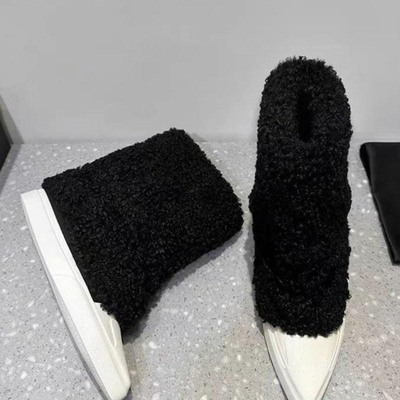 Женские ботильоны на платформе с мехом и острым носком, зима 2025, новые повседневные туфли «Челси», короткие, плюшевые, теплые, для ходьбы, для снега, Botas Mujer